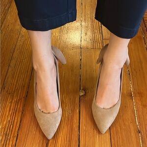 Lord & Taylor nude suede slingback block heels size 7.5